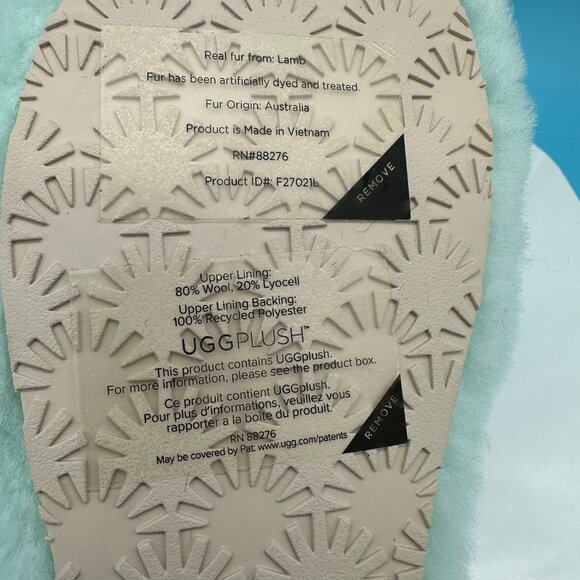 UGG‎ Women's Fluff Yeah Wavy Slide Sheepskin Slipper Sandals, Size 8, Sky Blue - Picture 9 of 12